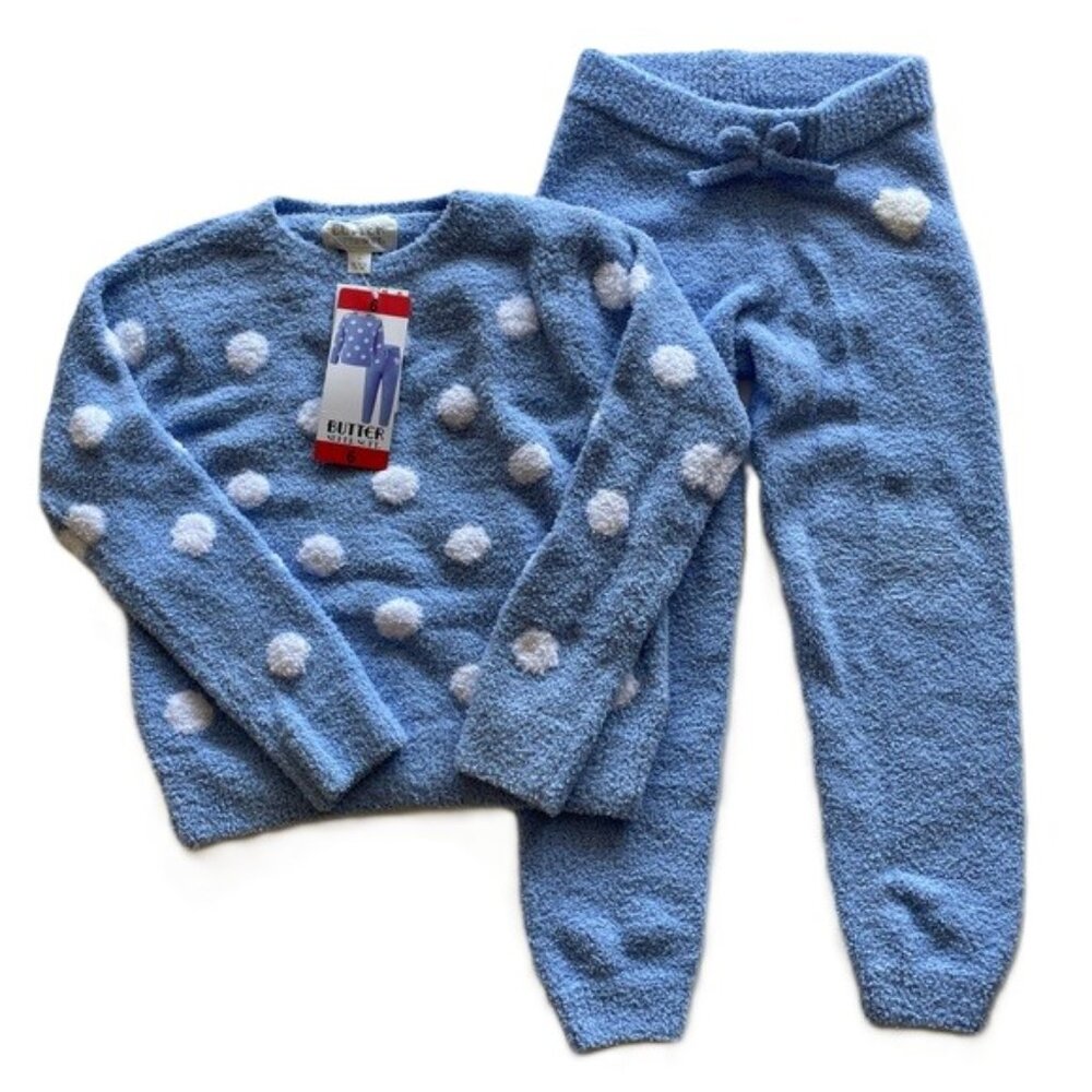 Butter Super Soft Kids 2-Piece Cozy Pullover and Jogger Set Girls Size 6 Blue